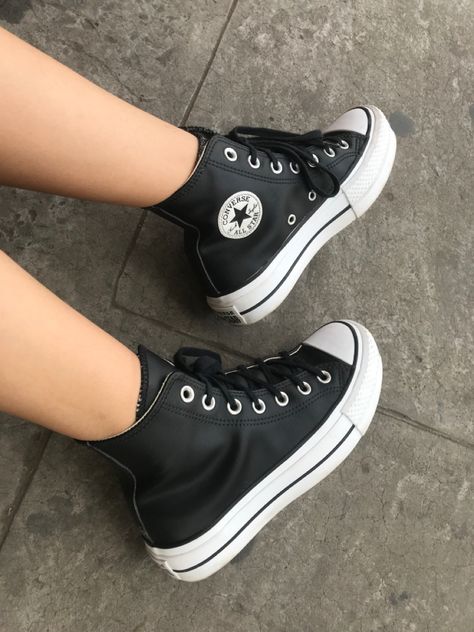 Black platform converse