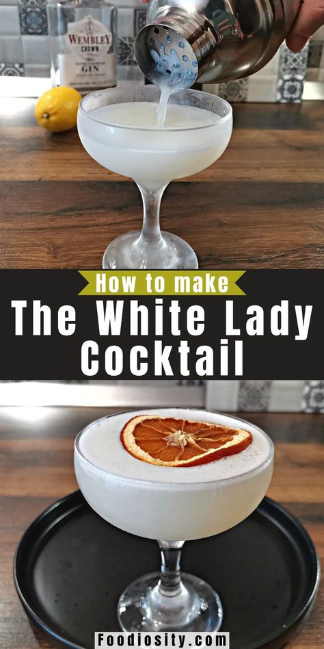 White Lady Cocktail, Christmas Party Menu, Gin Sour, Most Popular Cocktails, Strong Drinks, White Lady, Cocktail And Mocktail, Rum Cocktails, Rum Drinks