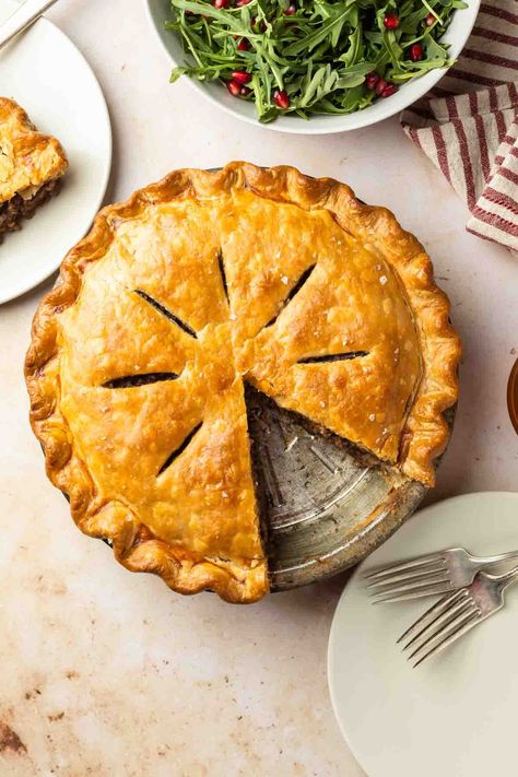 Originating in Quebec, Tourtiere is a traditional French Canadian Christmas recipe. Learn how to make this meat pie with flaky crust and hearty filling, just in time for the holidays. Tortiere Recipe, Canadian Meat Pie Recipe, Canadian Meat Pie, French Meat Pie, Canadian Christmas, Meat Pie Recipe, Meat Pies, French Canadian, Fat Loss Foods