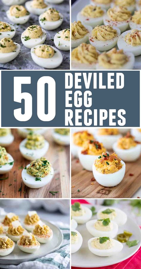 Deviled Egg lovers will go crazy over all 50 of these ways to spice up your deviled eggs. From traditional to the extreme, you'll find all kinds of ideas here! #deviledeggs #easter #eggs Deviled Egg Recipes, Jalapeno Deviled Eggs, Sriracha Deviled Eggs, Perfect Deviled Eggs, Southern Deviled Eggs, Deviled Egg Recipe, Easter Deviled Eggs, Deviled Eggs Recipe Easy, Keto Deviled Eggs