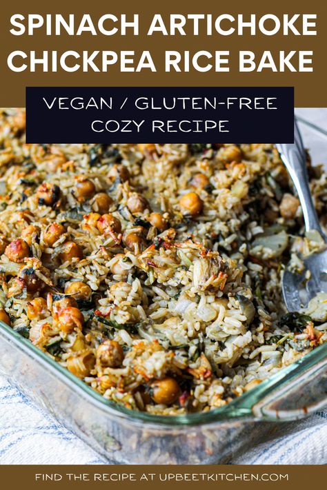 Gluten Free Grain Side Dishes, Vegan And Gluten Free Casseroles, Vegan Gluten Free Lunches, Chickpea Casserole Vegan, Artichoke Vegan Recipes, Best Vegetarian Breakfast Recipes, Vegan Spinach Casserole, Healthy Rice Casserole, Vegan Vegetable Casserole