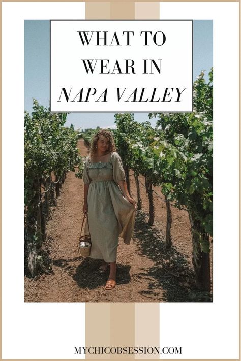 You may be a little confused about what to wear in Napa Valley and rightfully so! California is known for being pretty casual, but wine tasting is usually thought of as an upscale activity. So what’s a girl to wear? Whether you have a girls’ weekend planned or you’re packing for your romantic anniversary weekend, here’s what to wear in Napa Valley in the summer as well as tips on how to dress stylishly! #napavalleyoutfits #napavalleyphotography #napavalleypictures What To Wear Napa Valley Wine Tasting, Nappa Valley Outfits Summer, Napa Outfit Summer, Napa Valley Outfit, Valley Outfit, Napa Outfit, Summer Tips, Napa California, Napa Valley Wine