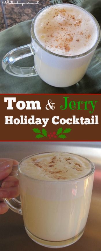 Tom and Jerry Cocktail Recipe .  One Word.  DELISH!  Definite make again.  It's like a light version of hot buttered rum. Tom And Jerry Cocktail Recipe, Tom And Jerry Drink, Tom And Jerry Batter, Cocktail Christmas, Tom Und Jerry, Buttered Rum, Thanksgiving Drinks, Hot Buttered Rum, Hot Toddy