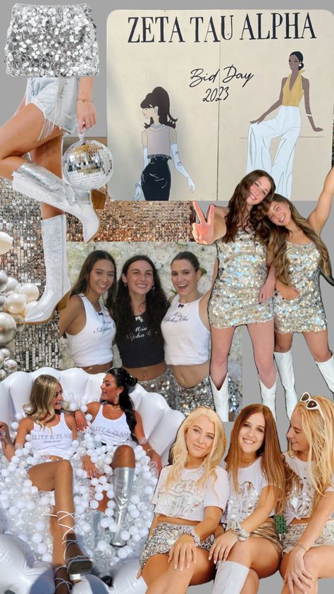 Sorority glitz and glam or diamonds theme! #sororityrecruitment #sororityrush #sorority #sororitylife #bama #bamarush #alphaomicronpi #aoii #alphao #glitz #glam #glitzandglam #glamour #glamorous #glamaesthetic #greeklife #panhellenic #bidday #biddaytheme #sororitytheme #sororityrecruitmenttheme #rush #diamonds #diamondtheme #sparkly #sparkleskirt #glitter #sequins #sequindress #recruitment #workshop #sororitytheme #panhellenic #sisterhood #outfitideas #sororityinspo #sororityideas Diamond Bid Day Theme, Sorority Semi Formal Themes, Semi Formal Themes, Work Week Themes Sorority, Sorority Recruitment Themes, Homecoming Themes, Sorority Themes, Diamond Theme, Recruitment Themes