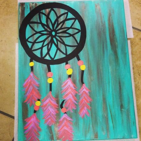 Dream Catcher Canvas, Beginners Painting, Easy Canvas Painting, Painting Ideas On Canvas, Canvas Painting Diy, Art Disney, Simple Acrylic Paintings, Wow Art, Night Painting