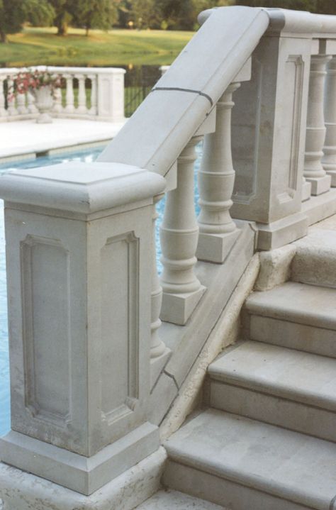 Marble Balustrade | Marble Baluster | Stone Balustrade | Stone Baluster  JSBS-Professional manufacturer for marble balustrade! www.jsbs.cc  info@jsbs.cc whatsapp: 0086-18031122557 #balustrade #marble #baluster #jsbs Balcony Pillar Design, Stone Railings Balconies, Classic Railing Balcony, Stone Balustrade, Ballustrade Metal Balcony, Curved Balcony Railing, Stone Railings, Balcony Railing Design, Lan Can