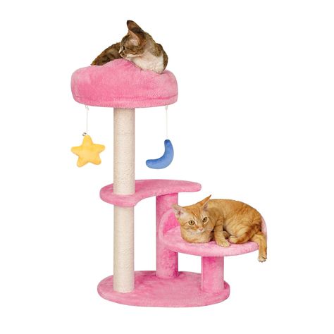 PRICES MAY VARY. 【Sturdy and Stable】Our cloud cat tree, made of high-quality particle board, features a wide and sturdy base that enhances stability to prevent any shaking or tipping over. Your cute feline friend will feel safe and secure while exploring their small cat tower. 【Unique Exterior Design】With its cloud-shaped bed and hanging toys, our small cat tree adds a touch of whimsy to your home decor. Not only is it functional, but it also serves as a charming centerpiece that will surely mak Cloud Cat Tree, Cute Cat Tree, Small Cat Tree, Kitten Cute, Indoor Cats, Cat Scratching Post, Scratching Post, Small Cat, Cat Scratching