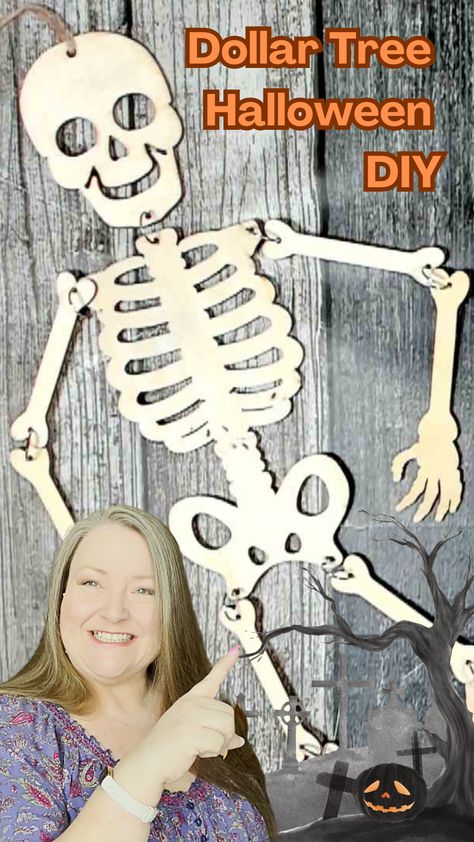 I have a Dollar Tree Halloween DIY using one od Dollar Trees Halloween wood cutouts. In today's crafting adventure I will show you how to use one of the skeleton wood cutouts to make a spooky Halloween decoration. Skeleton Wood Crafts, Dollar Tree Wooden Skeleton, Wood Skeleton Craft, Dollar Store Skeleton Crafts, Skeleton Wall Decor, Dollar Tree Wood Skeleton Crafts, Dollar Tree Skeleton Diy, Skeleton Diy Decoration, Painting Dollar Tree Wood Cutouts