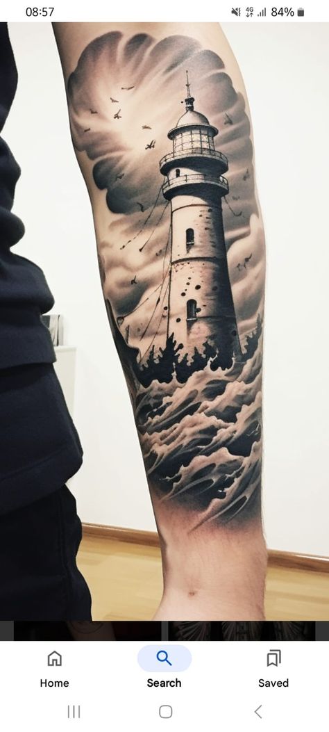 Realistic Lighthouse Tattoo, Lighthouse Tattoo Men, Lighthouse Tattoo, I Tattoo, Lighthouse, Tattoos