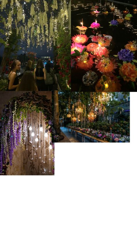 Midnight Garden Prom Theme, Garden Themed Prom, Midnight Garden Theme, Garden Prom Theme, Prom Theme, Midnight Garden, Blue Garden, Garden Theme, Green And Blue