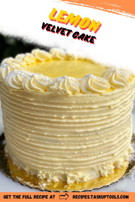 Indulge in the smooth, zesty delight of Lemon Velvet Cake, a perfect blend of refreshing citrus and rich texture. This luscious dessert features a moist lemon-infused sponge layered with creamy lemon frosting, making it an irresistible treat for any occasion. Ideal for celebrations or a simple afternoon dessert, this cake captures the essence of sunny days and sweet moments. Discover the recipe and tips to create your own slice of heaven! 6 Inch Lemon Cake Recipe, Lemon Cake Decoration Ideas, Lemon Velvet Cake Recipe, Heaven Cake Recipe, Lemon Velvet Cake, Velvet Cake Recipes, Lemon Frosting, Sour Cream Pound Cake, Lemon Curd Filling