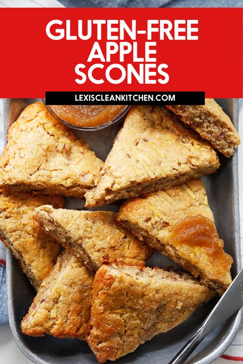 These Gluten-Free Apple Scones are the perfect fall baking recipe. They are light and crumbly and full of apples and cinnamon. They are such a treat to serve to serve on crisp fall morning! I am so excited that we’ve finally perfected the ultimate gluten-free scones that will be the hit of your weekend brunch, the star of the dessert table, or the perfect snack! Tender Scones, Teatime Snacks, Crisp Fall Morning, Apple Scones, Apples And Cinnamon, Gluten Free Apple, Gluten Free Scones, Fall Baking Recipes, Favorite Breakfast Recipes