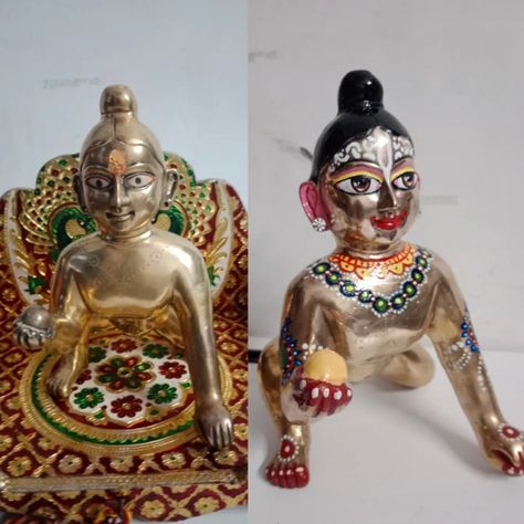 Laadu gopal ji makeup Ladoo Gopal Shringar, Ladoo Gopal Makeup, Laddu Gopal Makeup, राधा कृष्ण, Janmashtami Decoration, Laddu Gopal Dresses, Hindu Rituals, Diy Diwali Decorations, Shiva Pics