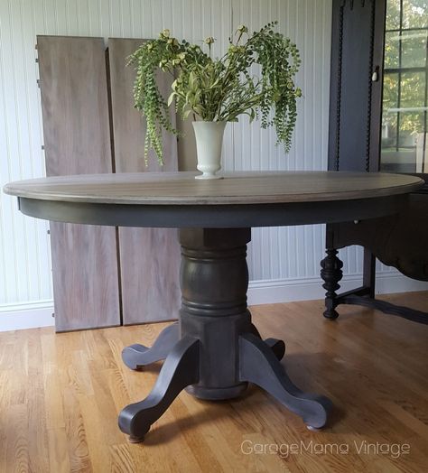 Masterful Table layered in Stain & Paint | General Finishes Design Center Painted Kitchen Tables, Table Redo, Painted Dining Table, Dining Table Makeover, General Finishes Milk Paint, Diy Kitchen Table, Kitchen Table Makeover, Stained Table, Kitchen Wall Colors