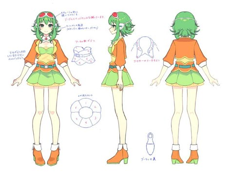 Miku Character Sheet, Vocaloid Concept Art, Vocaloid Character Design, Vocaloid Design, Gumi Cosplay, Back Haircut, 3d Karakter, Character Turnaround, Vocaloid Cosplay