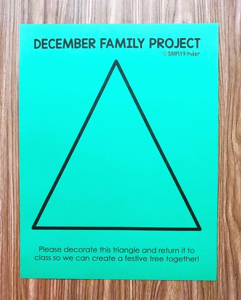 Free December Family Flyers from Simply Kinder. Find out about your students' holiday traditions. Make a fun tree using this triangle you send home. And create this fun Christmas Around the World Project with this fun flyer and a piece of paper. Triangle Christmas Tree Craft Preschool, Christmas Traditions Preschool Theme, Christmas Trees Preschool, Family Traditions Art Preschool, Beginner Preschool Activities, Christmas Traditions Preschool, Tk Christmas Crafts, Christmas Family Projects For School, Family Projects For Kindergarten