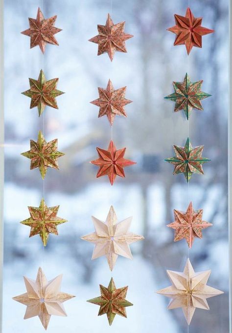 origamisterne-buntesorigamipapier-origamifiguren-falttechnikpapier-origamifaltanleitung Diy Origami Decor, Wedding Origami, Diy Origami Home, Origami Stella, Diy Origami Home Decor, Origami Decor, Origami Home Decor, Origami Decoration, Origami Star