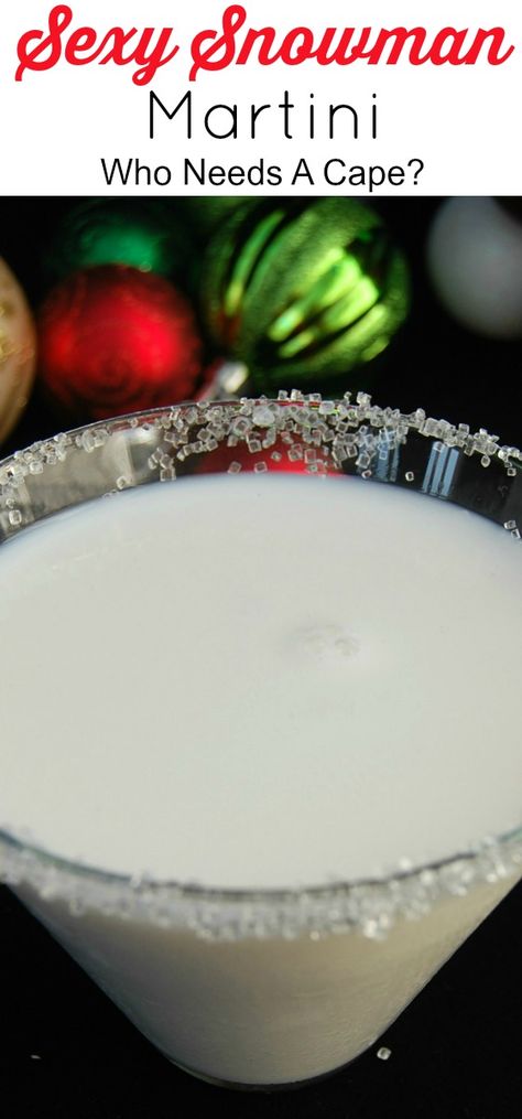 Snowman Martini, Winter Martini Recipes, Snowflake Martini Recipe, White Christmas Martini, Christmas Martini Recipes, White Chocolate Martini, Holiday Martinis, Christmas Party Menu, Martini Recipes Vodka