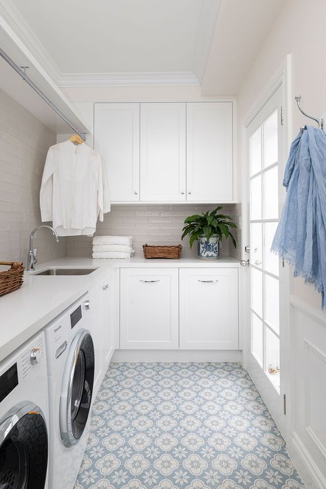 An interior design home remodel with classic charm - Queensland Homes Classic Laundry Room, Laundry Room Storage Shelves, White Laundry Rooms, Small Laundry Room Organization, Room Storage Diy, White Laundry, Small Laundry Room, Small Laundry, Laundry Room Storage