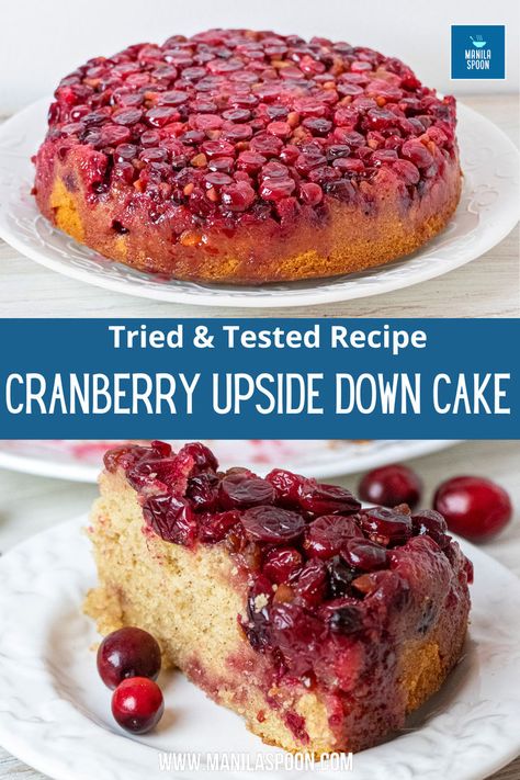 Cranberry Upside Down Cake Upside Down Cake Recipes, Cranberry Upside Down Cake, Dessert For Thanksgiving, Coffee Cake Muffins, Sweetened Whipped Cream, Best Cake, Upside Down Cake, Thanksgiving Desserts, Round Cake Pans