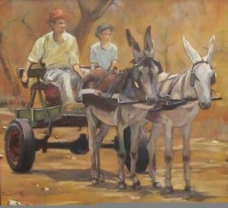 Donkey cart by South African artist David Ras Donkey Cart, Landscape Photography Art, South African Art, Ear Art, Rain Painting, African Art Paintings, South African Artists, African Artists, Landscape Paintings Acrylic