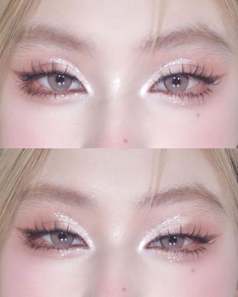 White Eye Makeup, Angel Makeup, Cute Eye Makeup, Doll Eye Makeup, Korean Eye Makeup, Ethereal Makeup, 사진 촬영 포즈, Dope Makeup, Asian Eye Makeup