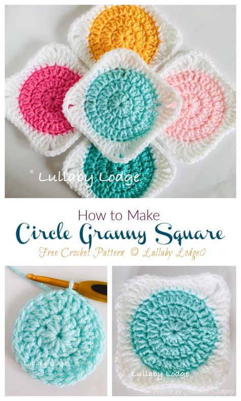 Circle To Granny Square Pattern, Circle Granny Square, Granny Square Pattern Free, Motifs Granny Square, Granny Square Crochet Patterns Free, Poncho Crochet, Crocheting Patterns, Confection Au Crochet, Crochet Granny Square Blanket