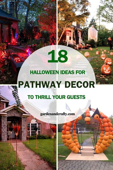 Spooky Trail Ideas, Trick Or Treat Driveway Ideas, Halloween Pathway Ideas, Haunted Pumpkin Patch Yard, Halloween Walkway Ideas, Candle Pathway, Pathway Decor, Outdoor Fall Decor Ideas, Growing Sweet Potatoes