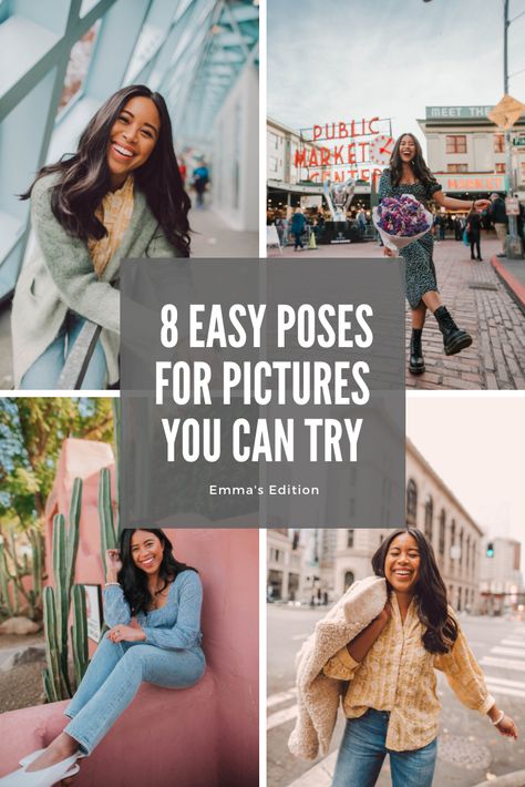 8 Easy Poses for Pictures You Can Try - Emma's Edition Best Way To Pose For Pictures Standing, How To Pose Standing Up, Portrait Posing For Women, How Pose For Pictures Photo Tips, Easy Portrait Poses, Easy Model Poses Standing, Posing Guide For Women Standing, Poses For Modeling Clothes, How To Look Better In Photos Posing Tips