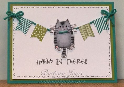 Hang In There Card, Cute Cat Cards, Cards With Cats, Crazy Cats Cards, Cat Cards Handmade, Cat Hanging, Anniversaire Diy, Shiny Eyes, Jennifer Mcguire