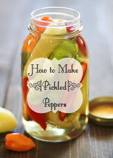 How to Make Pickled Peppers Can Peppers, Pickled Peppers, Canning Pickles, Canning Vegetables, Canning Tips, Homemade Pickles, Pickled Veggies, Garden Recipes, Peppers Recipes