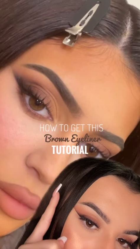 Andreea Pletea(@andreeapletea) on TikTok: Brown Eyeliner Tutorial 🤎 #makeup #makeupvideos #eyeliner #kyliejenner #kyliejennermakeup Mekap Mata, Makeup Tutorial Eyeliner, Smink Inspiration, Makijaż Smokey Eye, Edgy Makeup, Makeup Eye Looks, Glowing Makeup, Makeup Looks Tutorial, Makeup Makeover