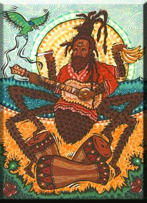 Another spectacular version of Anasi the Spider, considered to be the god of all knowledge of stories. He is also one of the most important characters of West African and Caribbean folklore. Image from the cover of Martha Warren Beckwith’s book on Anansi Tales from Jamaica. African Mythology, World Mythology, African Spirituality, The Boogeyman, American Gods, African Diaspora, Mythological Creatures, Folk Tales, Gods And Goddesses