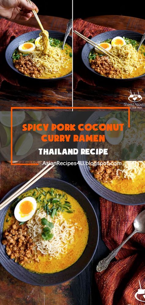 This Spicy Pork Thai Coconut Curry Ramen is brought to you by REVOL. As always, all opinions and recipe are my own. Thanks for supporting the brands that support Shared Appetite! #Thailand #Recipes #Ramen #Coconut Thailand Recipes, Coconut Curry Ramen, Thai Curry Soup, Thai Coconut Curry, Curry Ramen, Recipes Spicy, Thailand Food, Curry Soup, Thai Coconut