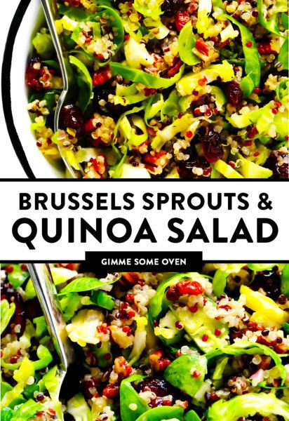 Brussel Sprouts Cranberries, Cranberry Quinoa Salad, Shredded Brussel Sprout Salad, Sprouting Quinoa, Orange Vinaigrette, Creamy Garlic Mushrooms, Sprout Salad, Shredded Brussel Sprouts, Quinoa Salad Recipes