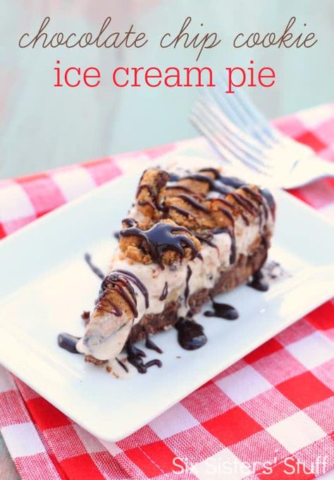 Chocolate Chip Cookie Ice Cream Pie Recipe | Six Sisters' Stuff 6 Sisters, Ice Cream Pie Recipe, Cookie Ice Cream, Ice Cream Pie, Dessert Pie, Six Sisters Stuff, Cookie Dough Ice Cream, Homemade Vanilla Ice Cream, Six Sisters