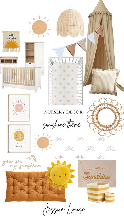 Sun And Moon Nursery Gender Neutral, You Are My Sunshine Bedroom, Yellow Theme Nursery, Sun Theme Room, Sunshine Nursery Girl, Boho Baby Room Boy, Sunshine Nursery Theme Gender Neutral, You Are My Sunshine Nursery Theme, Sun Theme Nursery