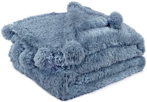 Amazon.com: PAVILIA Dusty Blue Sherpa Throw Blanket for Couch, Pom Pom | Fluffy Plush Soft Blanket for Sofa Bed | Shaggy Warm Fuzzy Fleece Blanket | Cozy Decorative Slate Light Blue Pompom Throw, 50x60 : Home & Kitchen Dusty Blue, Throw Blanket, Pom Pom, Couch, Sofa, Bed