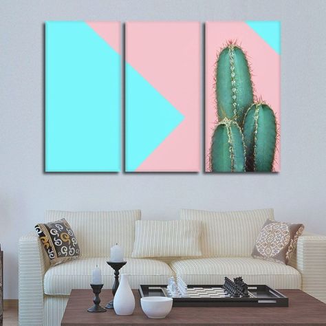 Canvas Painting Ideas Simple, Cacti Painting, Painting Ideas Simple, Multi Canvas Painting, Walk In Shower Designs, Simple Wall Art, Create Canvas, Diy Canvas Wall Art, Pottery Painting Designs