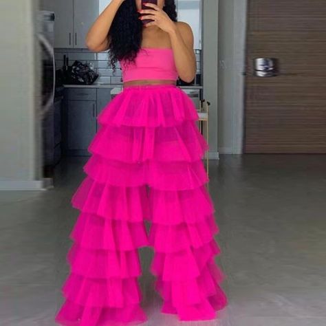 Trending Two Piece Outfits, Tutu Dress For Women, Prom Pants, Tiered Pants, Tulle Pants, Classic Gown, Tutu Ideas, Tutu Skirt Women, Pants Custom