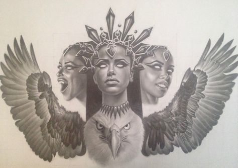 African Queen Tattoo Goddesses, Aaliyah Tattoo, Tattoo Goddesses, African Queen Tattoo, Vampire Lestat, Queen Drawing, African Tattoo, Queen Of The Damned, Black Woman Art