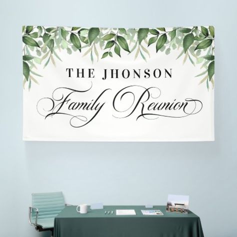 Reunion Backdrops | Zazzle Reunion Design, Greenery Backdrop, Flex Banner, Banner Backdrop, Family Reunion, Sign Poster, Wedding Stationery, Alaska, Thank You Cards