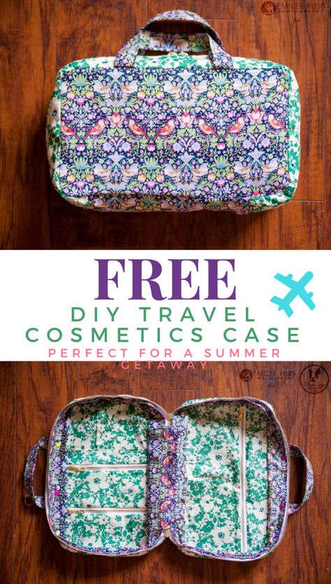 Diy Toiletries, Toiletry Bag Pattern, Bag Pattern Free, Sewing Tutorials Free, Travel Diy, Sewing Organization, Bags Tutorial, Sewing Bag, Free Sewing