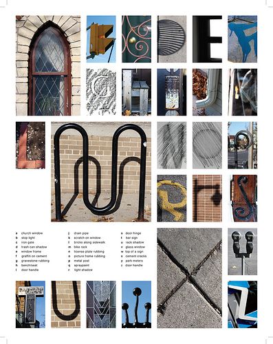 Found Letterforms- Sarah Mick Internship Portfolio, Encyclopedia Illustration, Bike Artwork, Holiday Homework, Alphabet Photography, Art Appliqué, Alphabet Art, Up Book, Pop Up Book