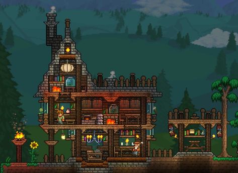 Easy Terraria House, Terraria Merchant House, Terraria Forest House Ideas, Terraria Town Ideas, Terrira House, Terraria Starter House, Terraria Castle, Terraria Houses, Terraria Game