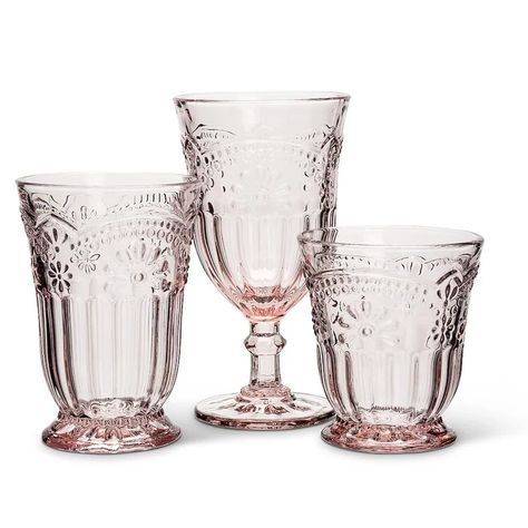 Tea Website, Pink Glassware, Drinking Glass Sets, Set The Mood, Flower Boutique, Lighting Gifts, Highball Glass, Vintage Cups, Wine Goblets