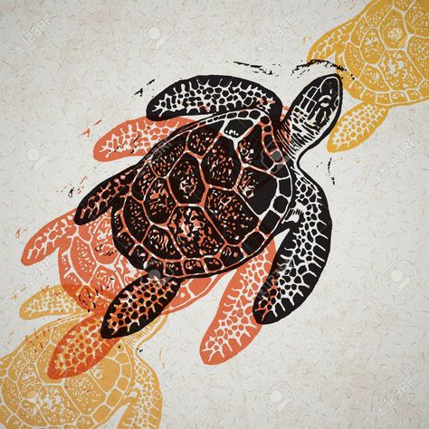 Linocut Printmaking, Lino Art, Stamp Carving, Linocut Art, Handmade Stamps, Printmaking Art, Abstract Composition, Turtle Art, Sea Turtles