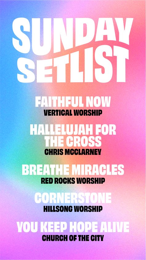 Worship Instagram Story, Sunday Setlist, Worship Setlist, Youth Group Instagram Post, Church Media Graphics, Church Outreach, Social Media Church, Worship Night, Event Promo