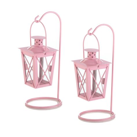 Set of 2 Pink Railroad Contemporary Hanging Lanterns 9" - Walmart.com Pink Lantern, Hanging Candle Lanterns, Railroad Lanterns, Lantern Candle Decor, Lantern Set, Hanging Candles, Flickering Lights, How To Make Lanterns, Romantic Decor