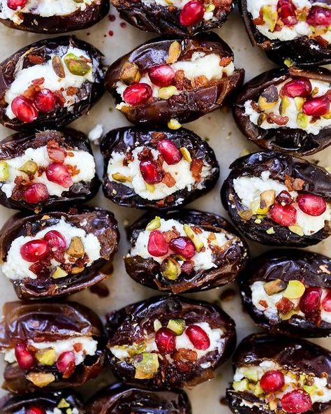 Goat Cheese Stuffed Dates, Cheese Stuffed Dates, Crispy Pancetta, Food Flatlay, Stuffed Dates, Produce Recipes, Medjool Dates, Cheese Stuffed, 2024 Christmas